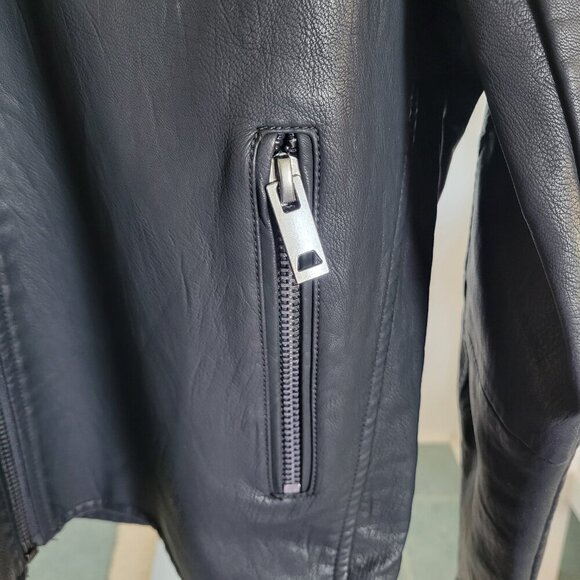 New Blank-NYC Men's Leather Moto Full Zip Jacket w/Hood – Size Large - Picture 12 of 14